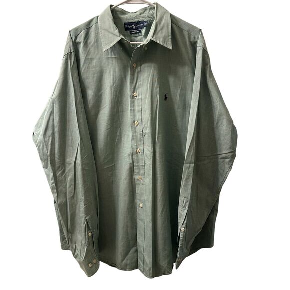 Ralph Lauren Men's Classic Mint Green Button Front Dress Shirt Size 18-36/37 - Picture 1 of 6